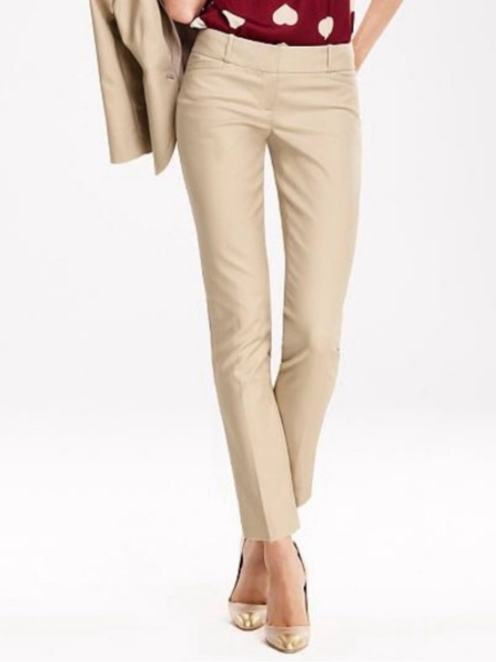The Limited Drew Fit Button-Hem Cropped Nylon Blend Pant in Sand 4